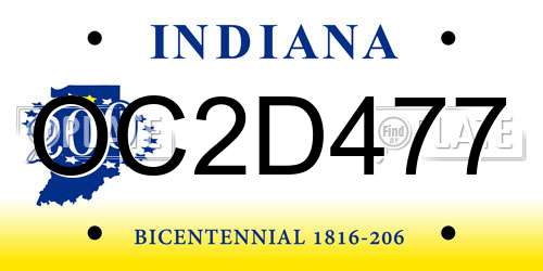 OC2D477 Indiana License Plate