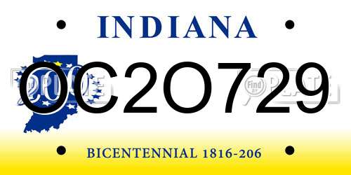 OC2O729 Indiana License Plate