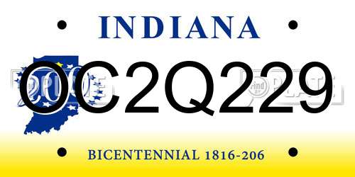 OC2Q229 Indiana License Plate