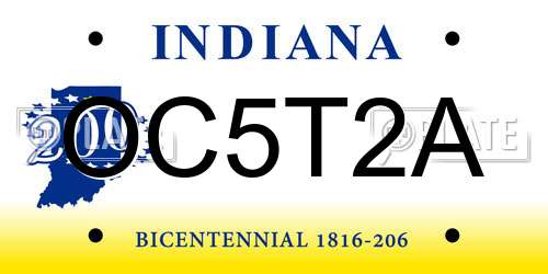 OC5T2A Indiana License Plate
