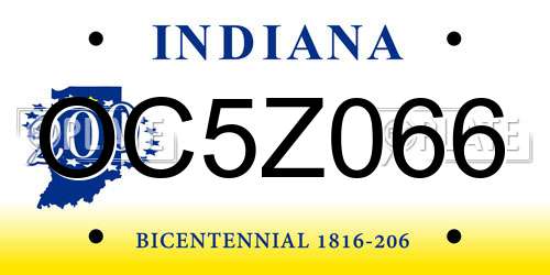 OC5Z066 Indiana License Plate