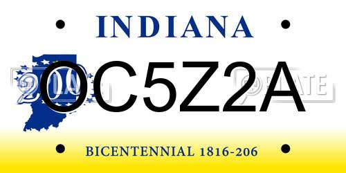 OC5Z2A Indiana License Plate
