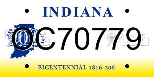 OC70779 Indiana License Plate