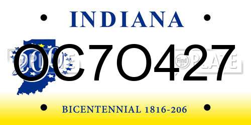 OC7O427 Indiana License Plate