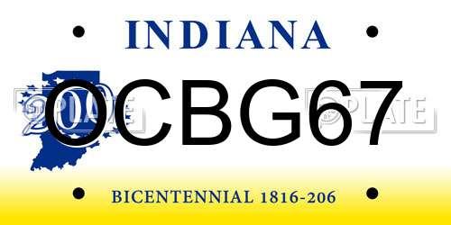 OCBG67 Indiana License Plate