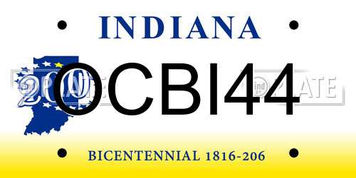 OCBI44 Indiana License Plate