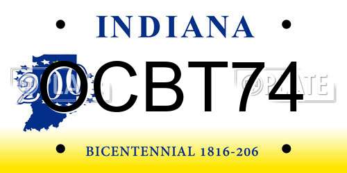 OCBT74 Indiana License Plate