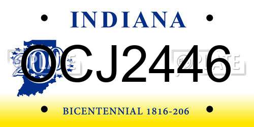 OCJ2446 Indiana License Plate