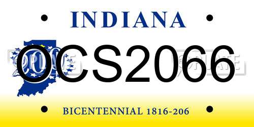 OCS2066 Indiana License Plate