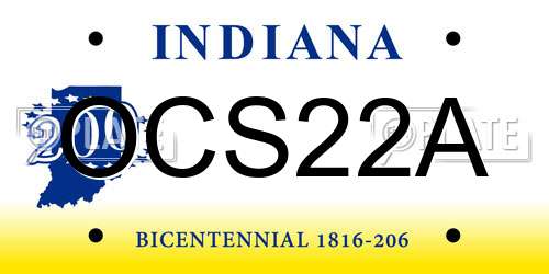 OCS22A Indiana License Plate