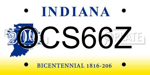OCS66Z Indiana License Plate