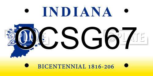 OCSG67 Indiana License Plate