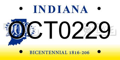 OCT0229 Indiana License Plate