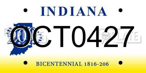 OCT0427 Indiana License Plate