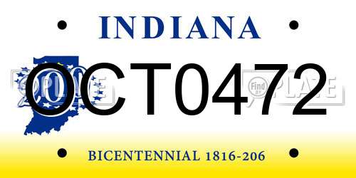 OCT0472 Indiana License Plate