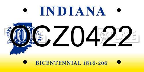 OCZ0422 Indiana License Plate