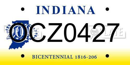 OCZ0427 Indiana License Plate