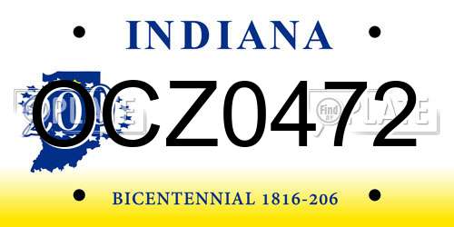 OCZ0472 Indiana License Plate