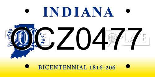 OCZ0477 Indiana License Plate
