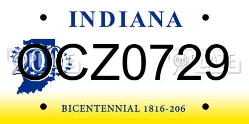 OCZ0729 Indiana License Plate