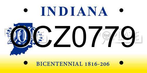 OCZ0779 Indiana License Plate
