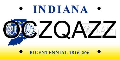OCZQAZZ Indiana License Plate