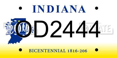 OD2444 Indiana License Plate