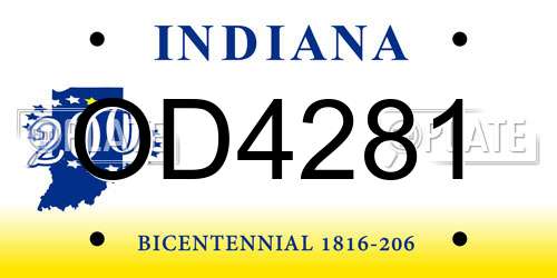 OD4281 Indiana License Plate
