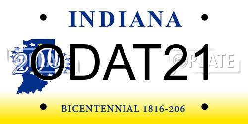 ODAT21 Indiana License Plate