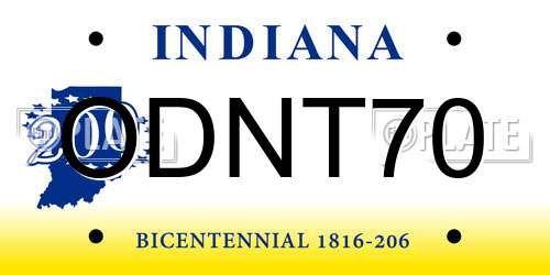 ODNT70 Indiana License Plate