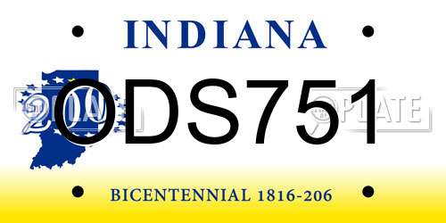 ODS751 Indiana License Plate