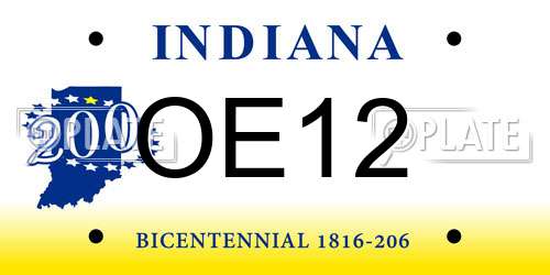 OE12 Indiana License Plate