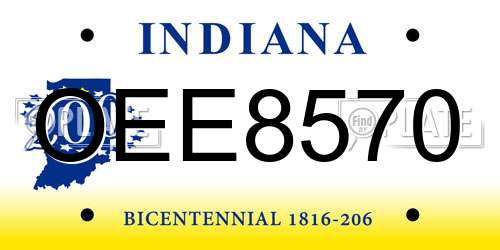 OEE8570 Indiana License Plate