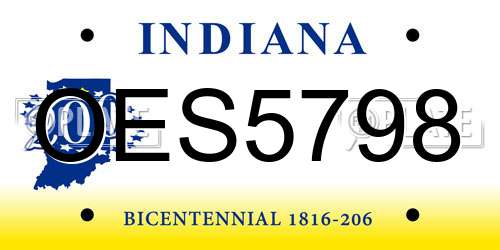 OES5798 Indiana License Plate