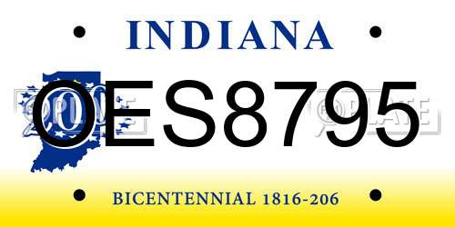OES8795 Indiana License Plate