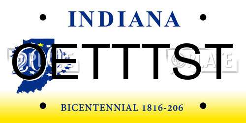 OETTTST Indiana License Plate