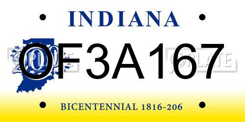 OF3A167 Indiana License Plate