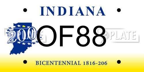 OF88 Indiana License Plate