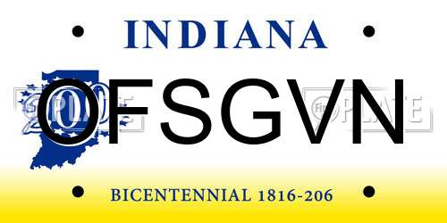 OFSGVN Indiana License Plate