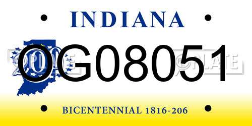 OG08051 Indiana License Plate