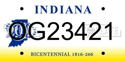 OG23421 Indiana License Plate