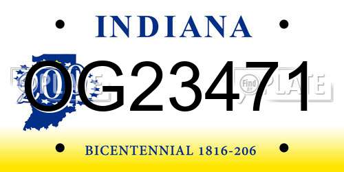 OG23471 Indiana License Plate