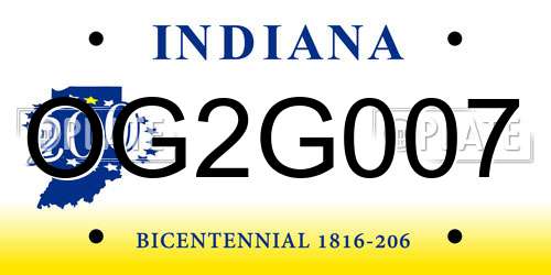 OG2G007 Indiana License Plate