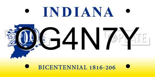 OG4N7Y Indiana License Plate