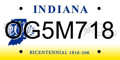 OG5M718 Indiana License Plate
