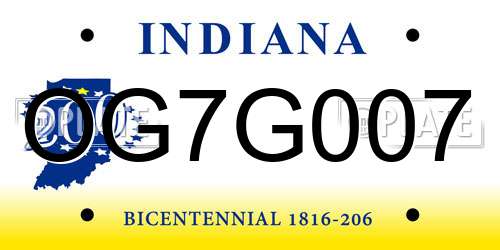 OG7G007 Indiana License Plate