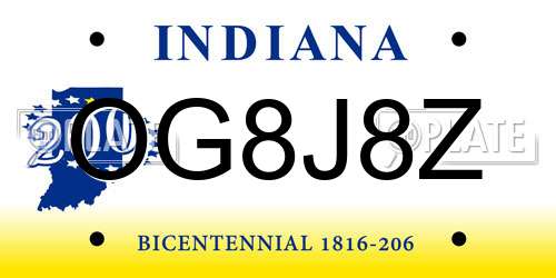 OG8J8Z Indiana License Plate