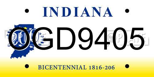 OGD9405 Indiana License Plate