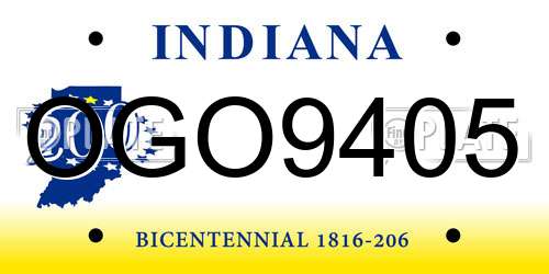 OGO9405 Indiana License Plate