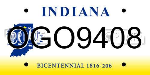 OGO9408 Indiana License Plate
